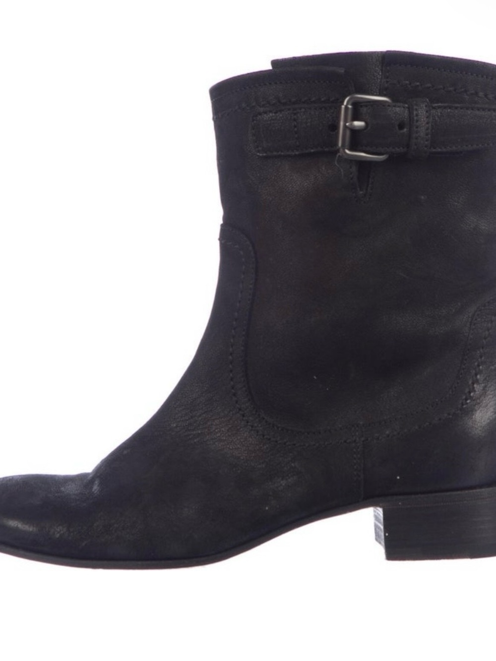 Prada Black Leather Ankle Boots with Buckle Strap